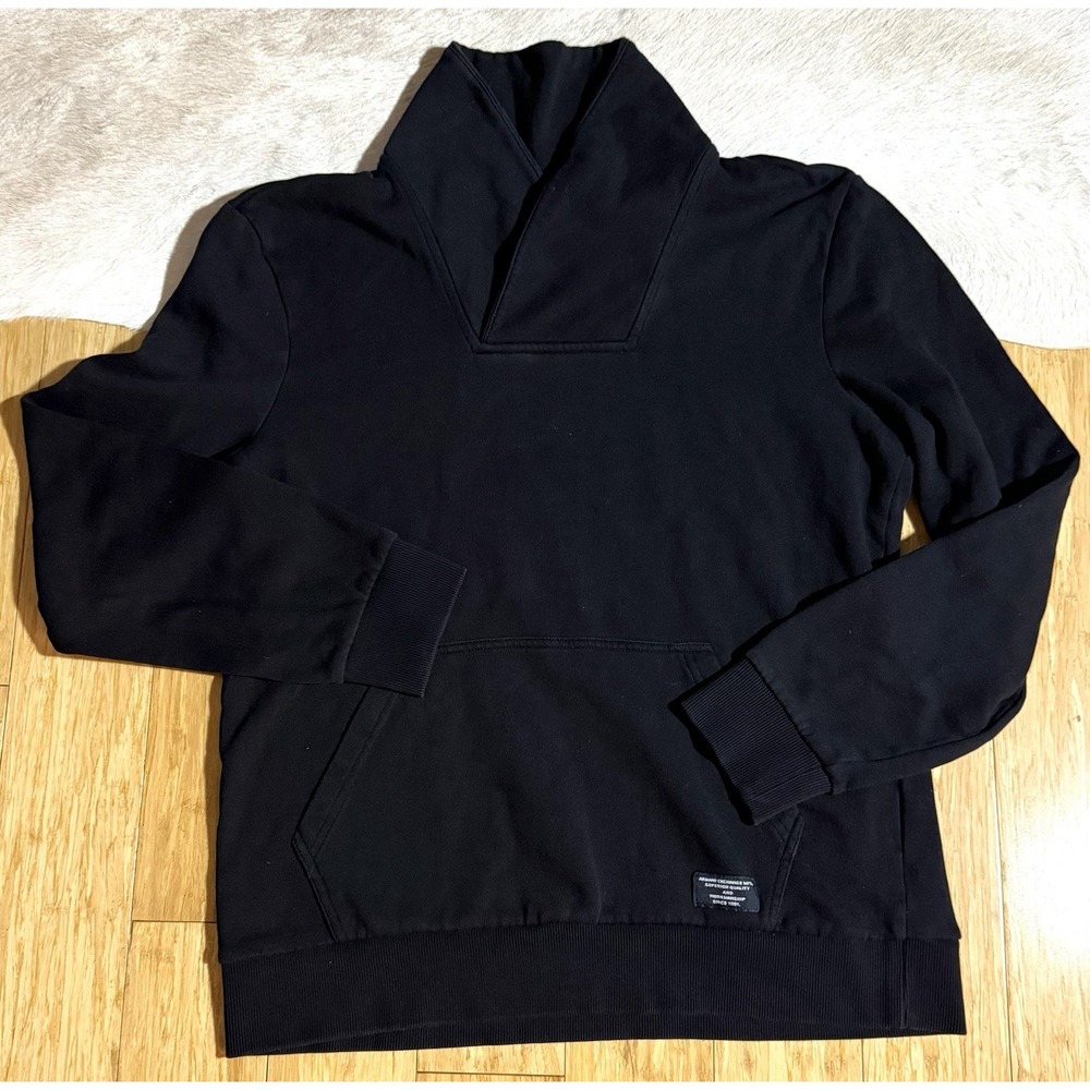 Armani‎ Exchange Sweater Mens Medium Black Pullover Mock Neck Front Pocket Logo